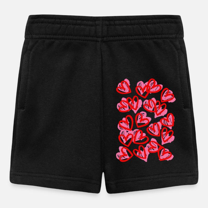 Big Heart Doodle Design - Baby Shorts - black