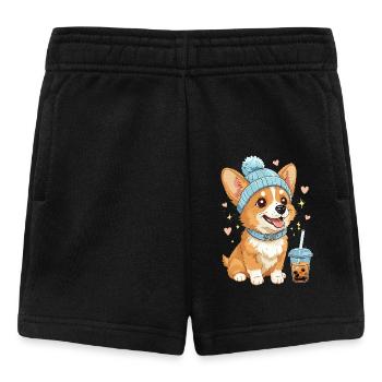 Bubble Tea Corgi Dog Beanie Cute Dog Lover - Baby Shorts - black - Front