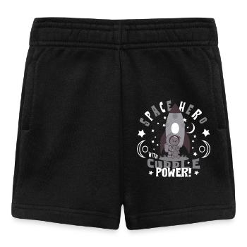 Astronaut with teddy bear - Baby Shorts - black - Front