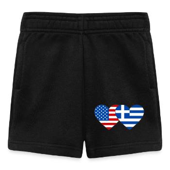 USA Greece Flag Heart - Baby Shorts - black - Front