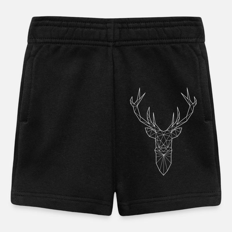 Deer head in triangle design (white) - Baby Shorts - black