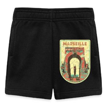 Badge retro, Marseille France est ma ville natale - Short Bébé - noir - Devant