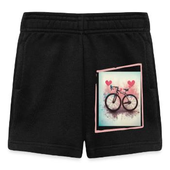 Vélo de route avec des cœurs rouges sur des couleurs pastel - Short Bébé - noir - Devant