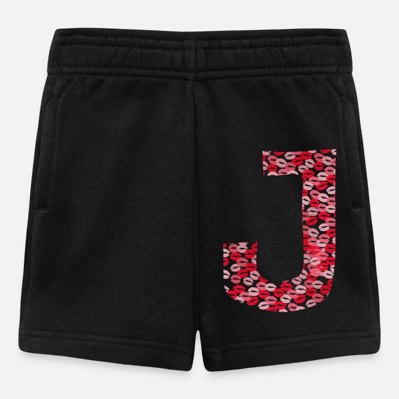 Lettre J - bisous shirt - Short Bébé - noir