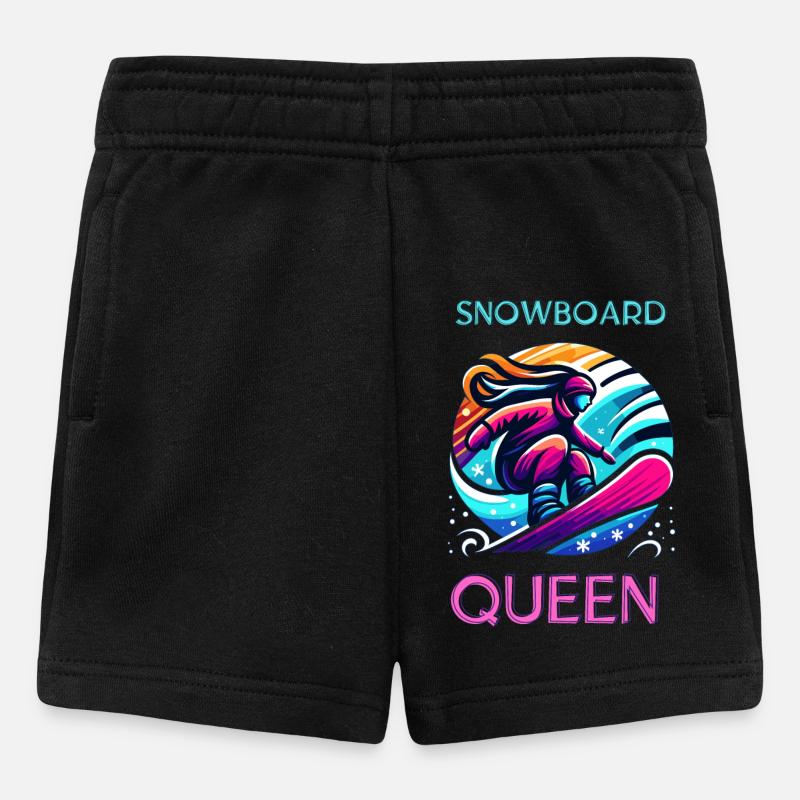 Illustration de la reine du snowboard au néon - Short Bébé - noir