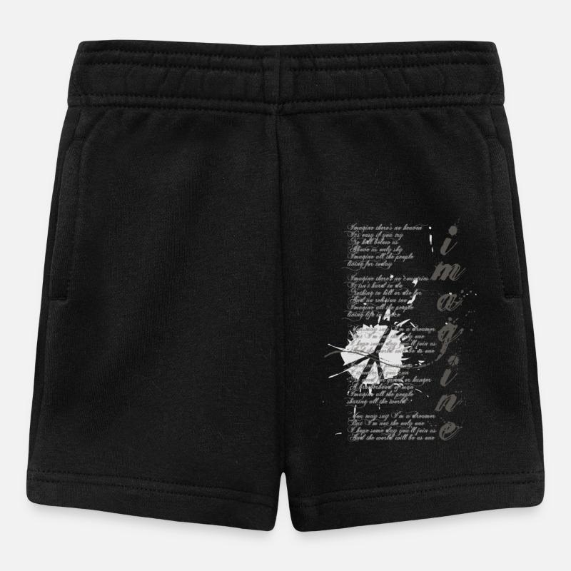 imagine - grafisches Peace-Zeichen und Lied-Text - Baby Shorts - Schwarz