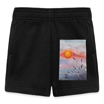 Sonnenuntergang Über Wiese, Wildblumen, Gras, Weizen - Baby Shorts - Schwarz - Vorne