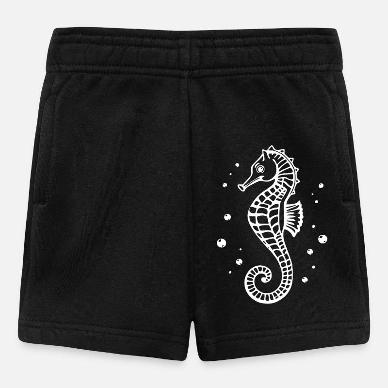 Seepferdchen weiß Geschenkidee für Schwimmer - Baby Shorts - Schwarz
