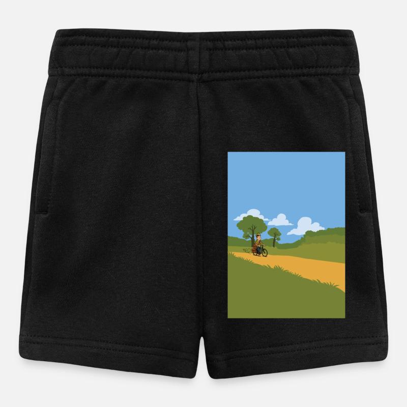 Postman on a bicycle - Baby Shorts - black