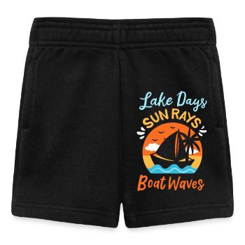 Lake Days Sun Rays Boat Waves Retro Sailing Art - Baby Shorts - Schwarz - Vorne