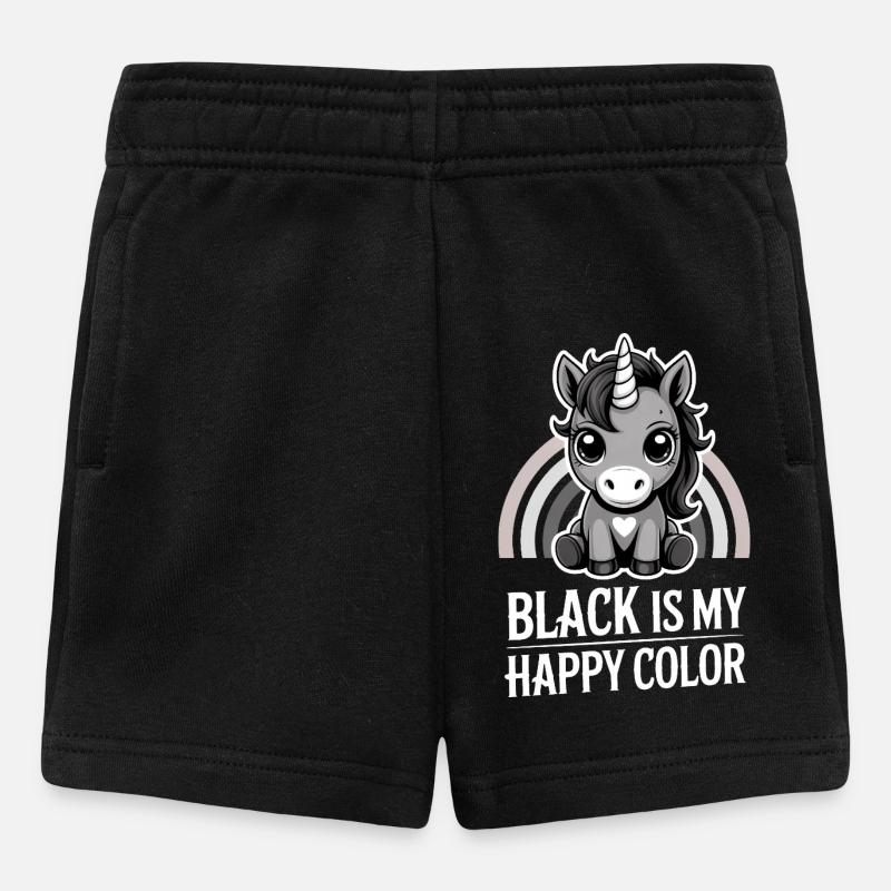 Grauer Einhorn-Regenbogen: Schwarz ist meine fröhliche Farbe - Baby Shorts - Schwarz