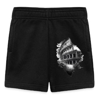 Schwarz-weißes Kolosseum in Ruinen - Baby Shorts - Schwarz - Vorne