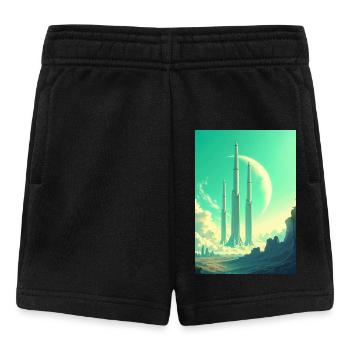 Retro futuristische Weltraumlandschaften 1960er Jahre Ästhetik - Baby Shorts - Schwarz - Vorne
