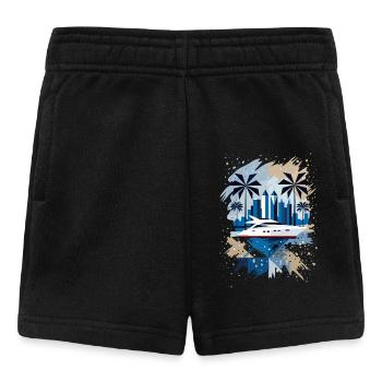 Modern Yacht & City Panorama – Stylish Design - Baby Shorts - black - Front