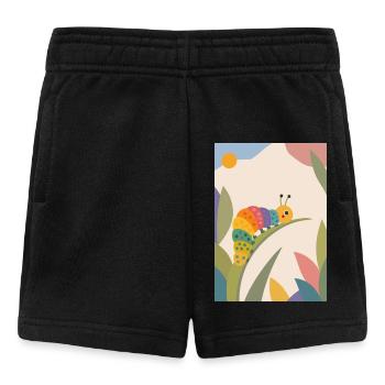 Bunte Raupe auf Blatt – Niedliches Tiermotiv - Baby Shorts - Schwarz - Vorne