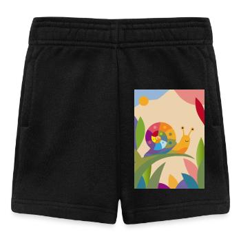 Colorful Snail on Leaf – Sweet Nature Motif - Baby Shorts - black - Front