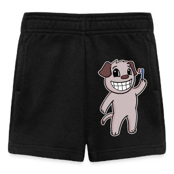 Chien avec brosse à dents - Short Bébé - noir - Devant