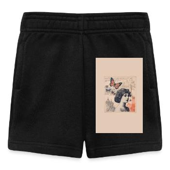 Vintage Collage Woman with Butterfly - Baby Shorts - black - Front