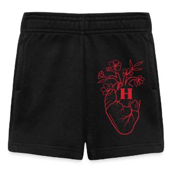 Lettre h cœur anatomie floral noir - Short Bébé - noir - Devant