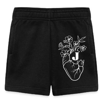 Lettre j cœur anatomie floral blanc - Short Bébé - noir - Devant