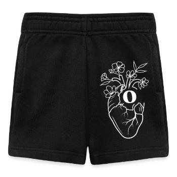 Lettre o cœur anatomie floral blanc - Short Bébé - noir - Devant