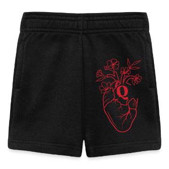 Lettre q cœur anatomie floral rouge - Short Bébé - noir - Devant