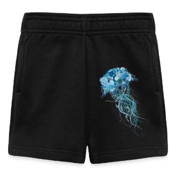 méduse bleue avec coraux, coquillages et anémones de mer - Short Bébé - noir - Devant
