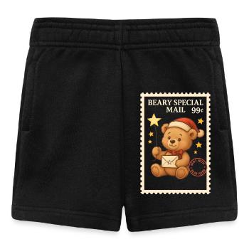 Weihnachten Briefmarke Teddybär Zauberstab Mail - Baby Shorts - Schwarz - Vorne