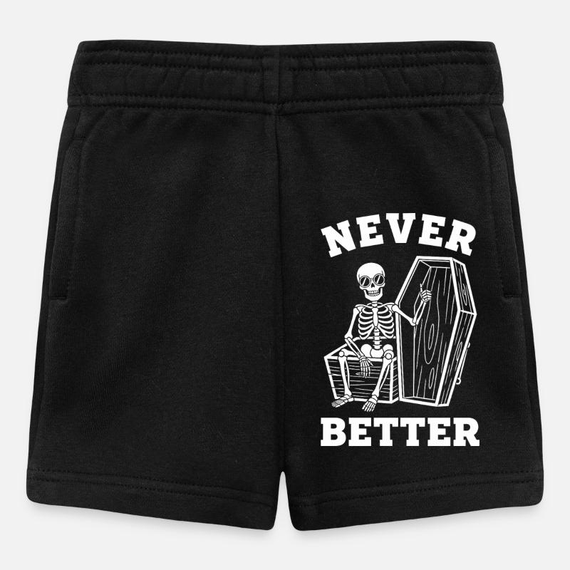 Never Better Skeleton Coffin - Baby Shorts - black