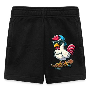 Funny Chicken Hen Rooster on Skateboard Comic - Baby Shorts - black - Front