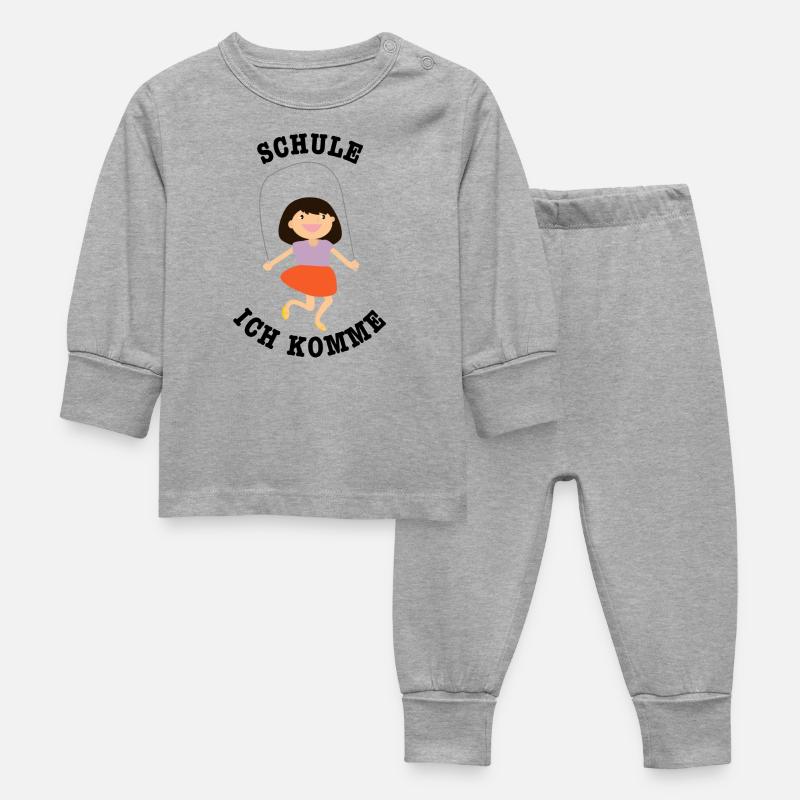 Schule ich komme, Einschulung - Baby Schlafanzug - Grau meliert