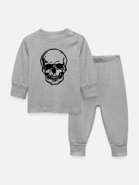 Totenschädel - Baby Schlafanzug - Grau meliert
