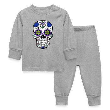 crâne mexicain - Pyjama Bébé - gris chiné - Devant