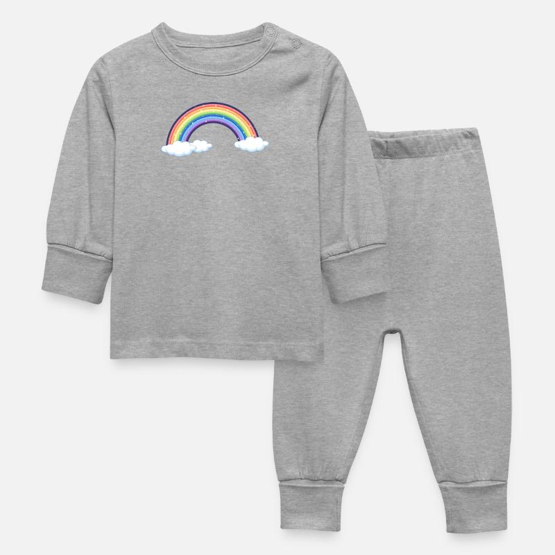 Arc-en-ciel vibrant sur les nuages - Pyjama Bébé - gris chiné
