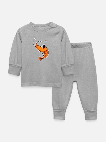 Garnele Garnelen - Baby Schlafanzug - Grau meliert