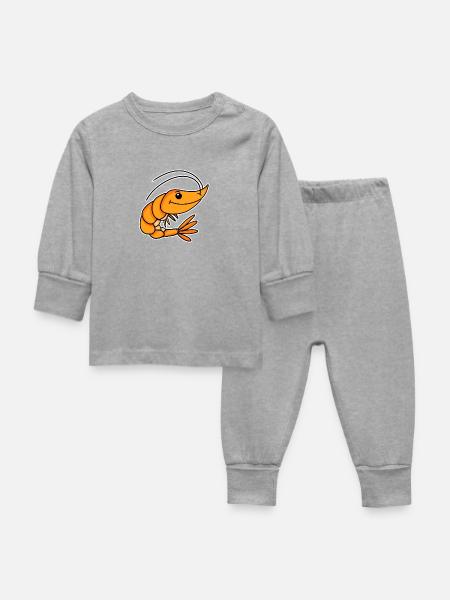 Garnele - Baby Schlafanzug - Grau meliert