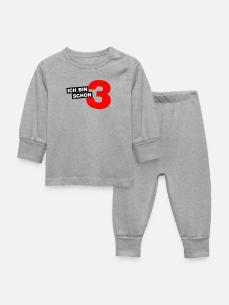 Ich bin schon 3 - Baby Schlafanzug - Grau meliert