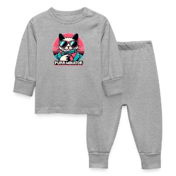 The Purr-minator - Baby Sleepsuit - heather grey - Front