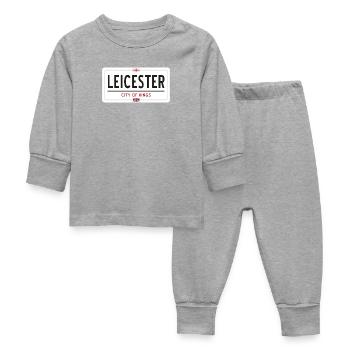 Leicester town sign - Baby Sleepsuit - heather grey - Front