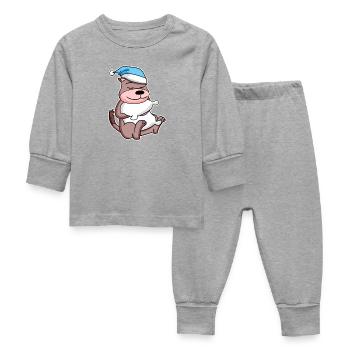 Belette avec oreiller et bonnet de somnolence - Pyjama Bébé - gris chiné - Devant