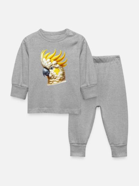 Kakadu-Papagei - Baby Schlafanzug - Grau meliert