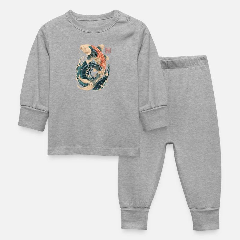 Koi-Karpfen - Baby Schlafanzug - Grau meliert