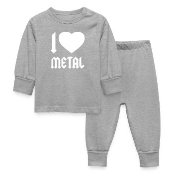 I LOVE HEAVY METAL - Baby Sleepsuit - heather grey - Front