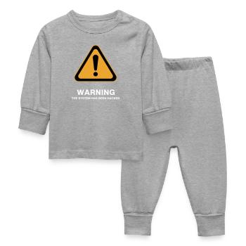 Hacked System Warning Icon - Baby Sleepsuit - heather grey - Front