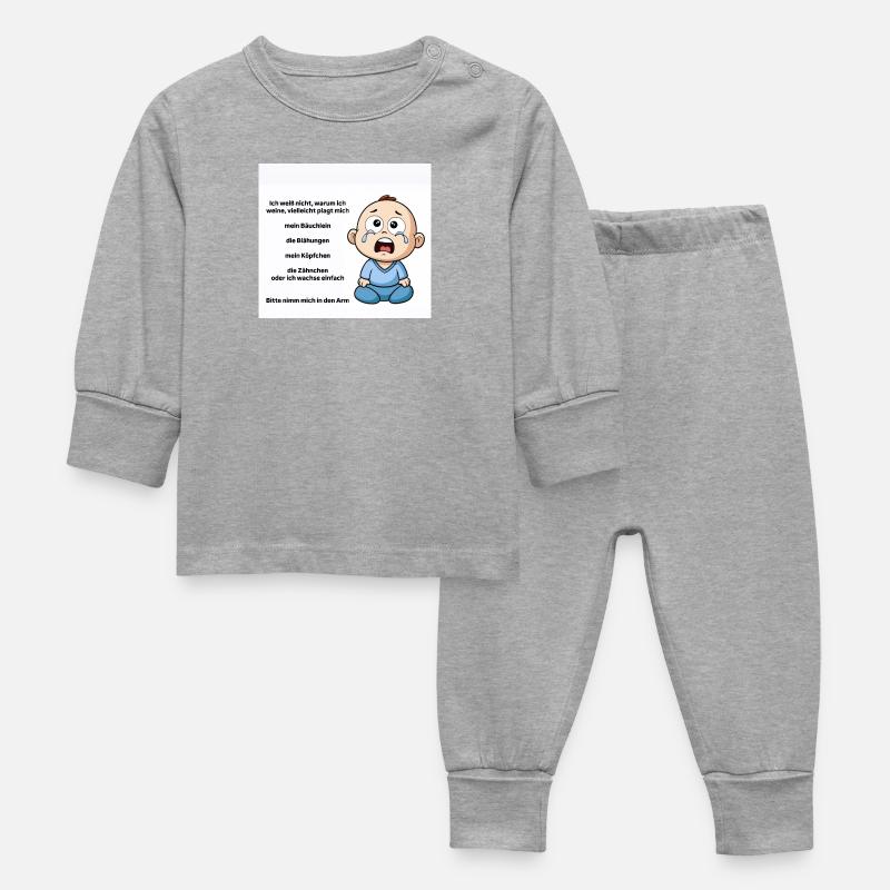 Illustration émotionnelle de bébé pleurant - Pyjama Bébé - gris chiné