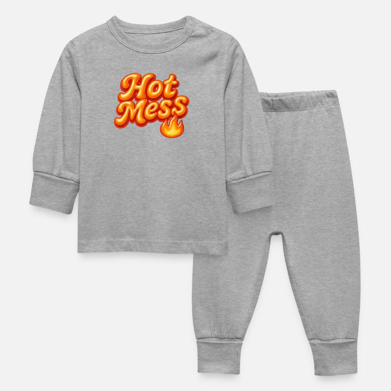 hot mess / y2k statement design - Baby Sleepsuit - heather grey