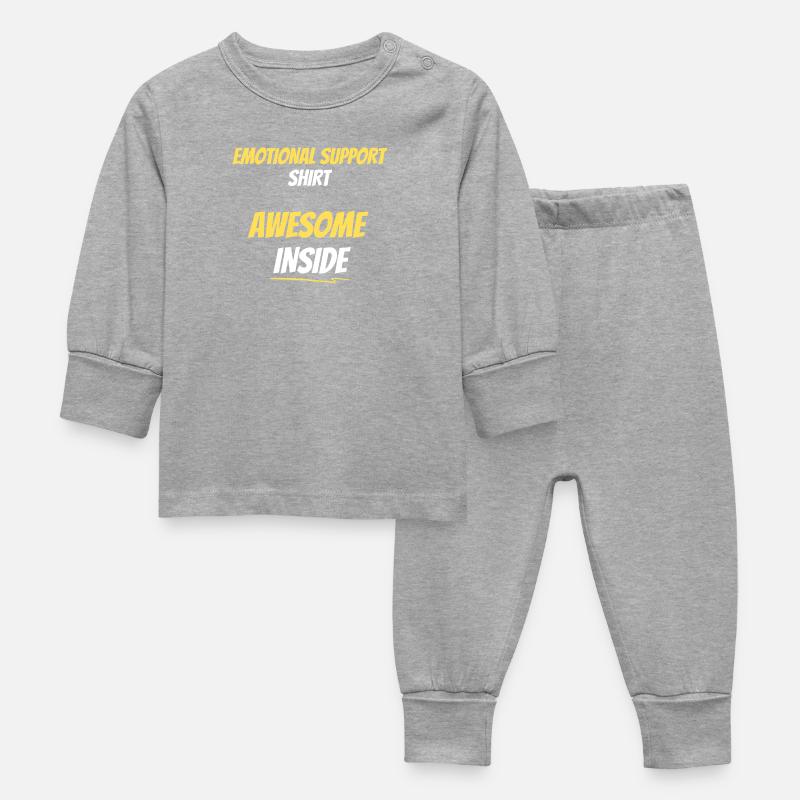 Emotional Support Awesome Inside - Baby Sleepsuit - heather grey