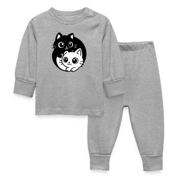 Ying Yang Kawaii Chats Icône - Pyjama Bébé - gris chiné - Devant