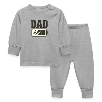 Dad Battery Icon, Tired Father  - Baby Sleepsuit - heather grey - Front