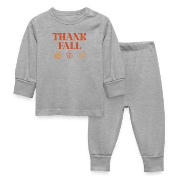 Thank Fall - Baby Sleepsuit - heather grey - Front